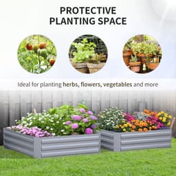image-Set of 2 Raised Garden Bed, Galvanized Steel Frame 1m x 1m x 0.3m
