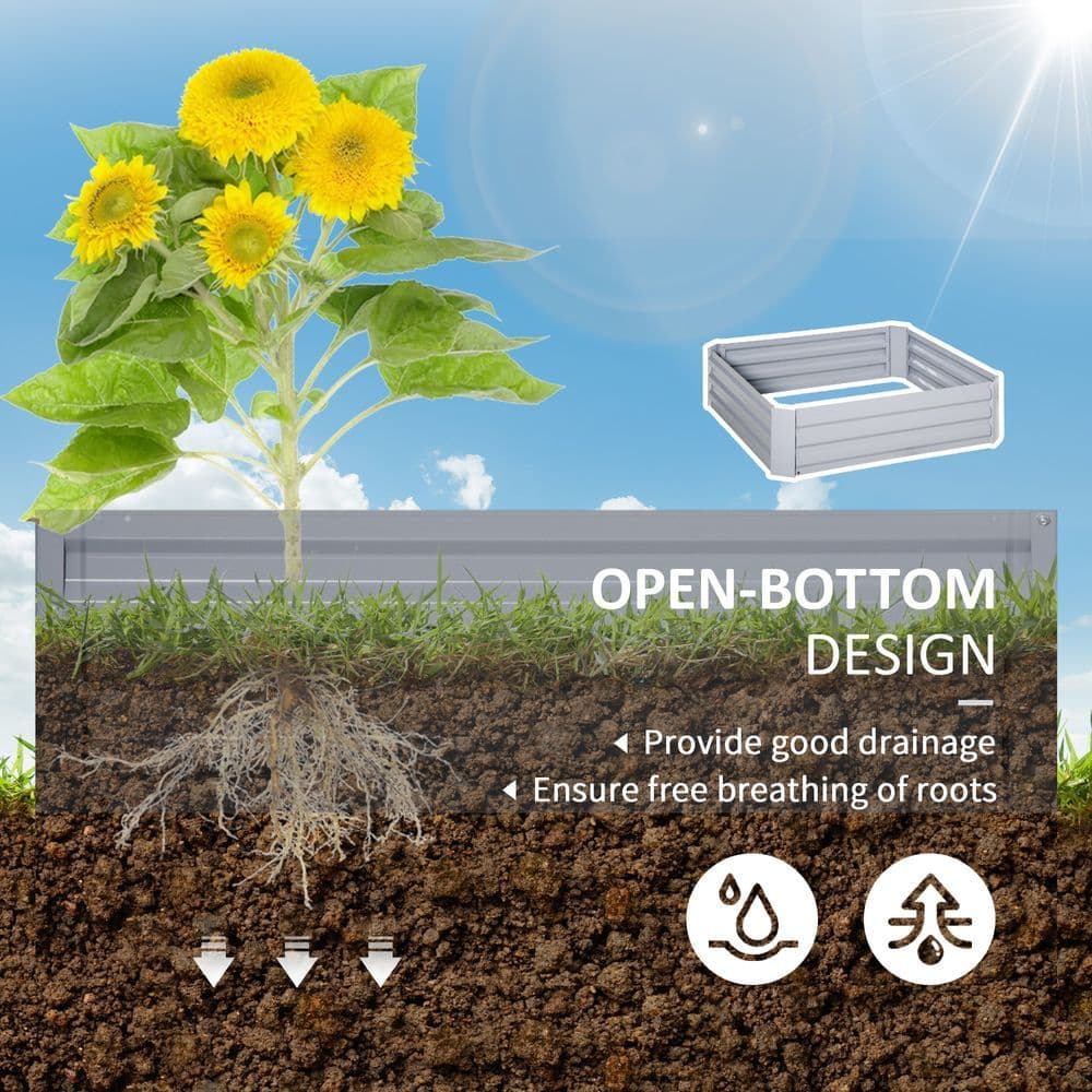 image-Set of 2 Raised Garden Bed, Galvanized Steel Frame 1m x 1m x 0.3m
