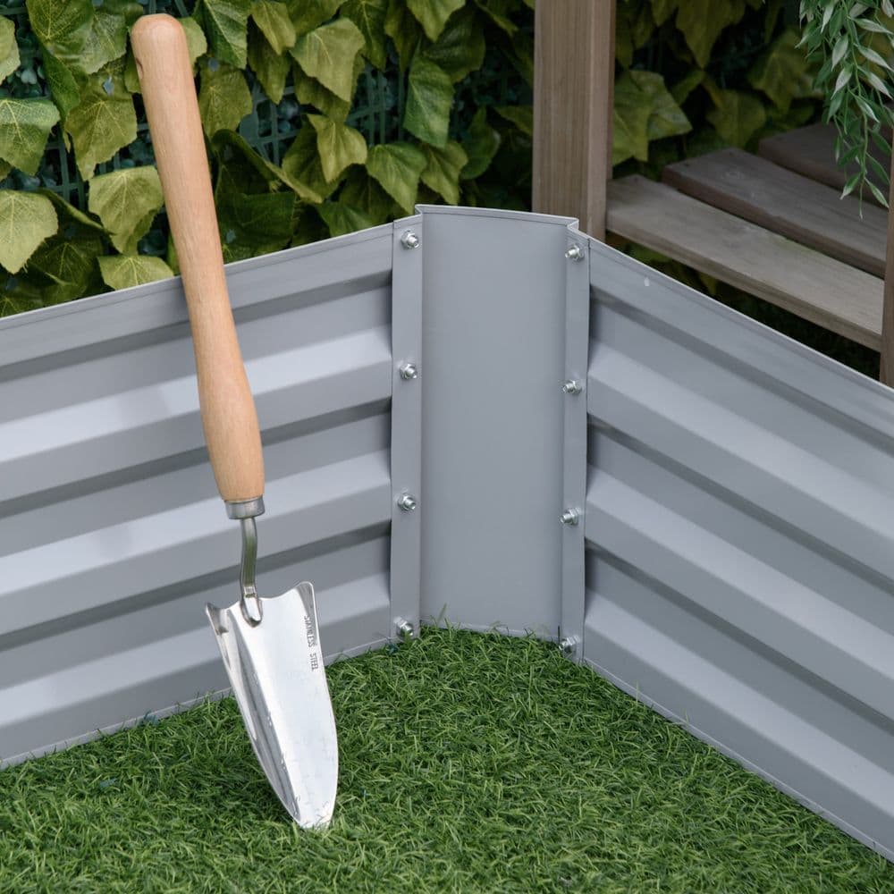 image-Set of 2 Raised Garden Bed, Galvanized Steel Frame 1m x 1m x 0.3m
