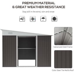 image-11.3 x 9.2ft Steel Garden Shed Metal Tool House Double Doors & 2 Air Vents, Grey