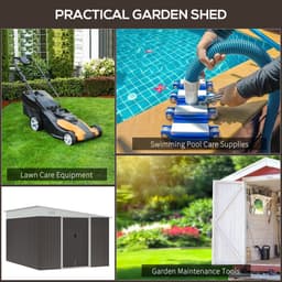 image-11.3 x 9.2ft Steel Garden Shed Metal Tool House Double Doors & 2 Air Vents, Grey