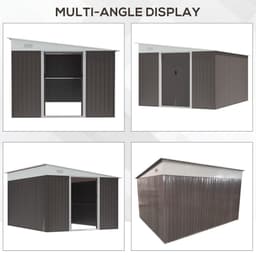 image-11.3 x 9.2ft Steel Garden Shed Metal Tool House Double Doors & 2 Air Vents, Grey