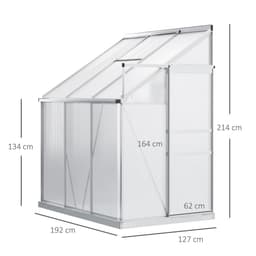 image-6 x 4ft Polycarbonate Greenhouse Aluminum Roof Vent, Rain Gutter Sliding Door,
