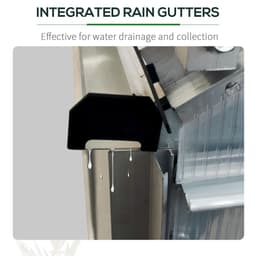 image-6 x 4ft Polycarbonate Greenhouse Aluminum Roof Vent, Rain Gutter Sliding Door,