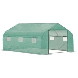 image-4.47 x 3 x 2m Walk-in Polytunnel Tent, PE Cover, ZipDoor 6Windows, Green