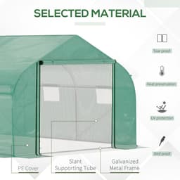 image-4.47 x 3 x 2m Walk-in Polytunnel Tent, PE Cover, ZipDoor 6Windows, Green