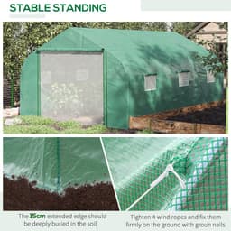 image-4.47 x 3 x 2m Walk-in Polytunnel Tent, PE Cover, ZipDoor 6Windows, Green
