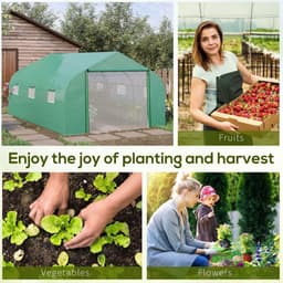 image-4.47 x 3 x 2m Walk-in Polytunnel Tent, PE Cover, ZipDoor 6Windows, Green
