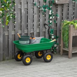 image-75L Garden Cart Heavy Duty 4 Wheel TWheelbarrow Green 75L