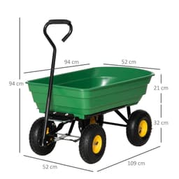 image-75L Garden Cart Heavy Duty 4 Wheel TWheelbarrow Green 75L