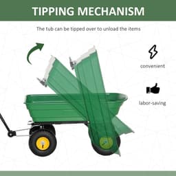 image-75L Garden Cart Heavy Duty 4 Wheel TWheelbarrow Green 75L