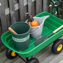 image-75L Garden Cart Heavy Duty 4 Wheel TWheelbarrow Green 75L