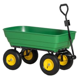 image-125L Garden Cart Heavy Duty 4 Wheel Trolley Wheelbarrow Green