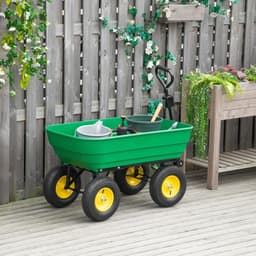 image-125L Garden Cart Heavy Duty 4 Wheel Trolley Wheelbarrow Green
