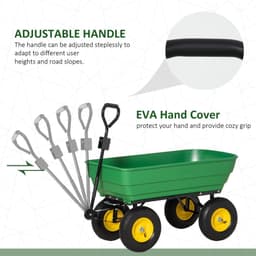 image-125L Garden Cart Heavy Duty 4 Wheel Trolley Wheelbarrow Green