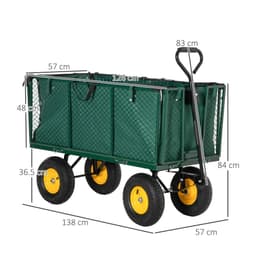 image-Large 4 Wheel Garden Cart Truck Trolley Wheelbarrow - Green Trailer