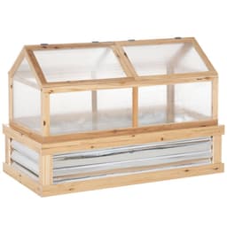 image-Raised Garden Bed with Greenhouse Top, 122x 61 x 81.7cm, Natural Kit