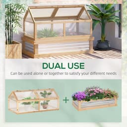 image-Raised Garden Bed with Greenhouse Top, 122x 61 x 81.7cm, Natural Kit