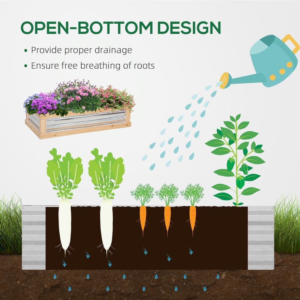 image-Raised Garden Bed with Greenhouse Top, 122x 61 x 81.7cm, Natural Kit