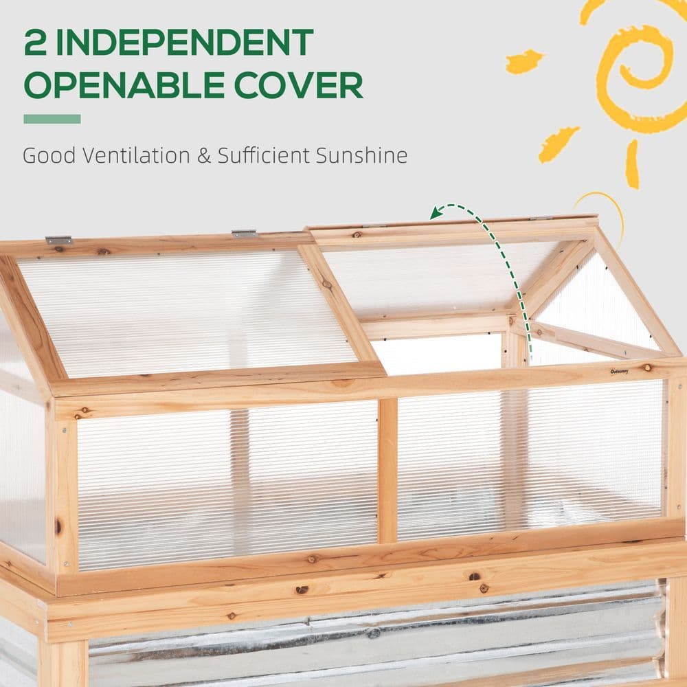 image-Raised Garden Bed with Greenhouse Top, 122x 61 x 81.7cm, Natural Kit