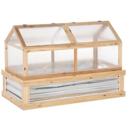 image-Raised Garden Bed with Greenhouse Top, 122x 61 x 81.7cm, Natural Kit