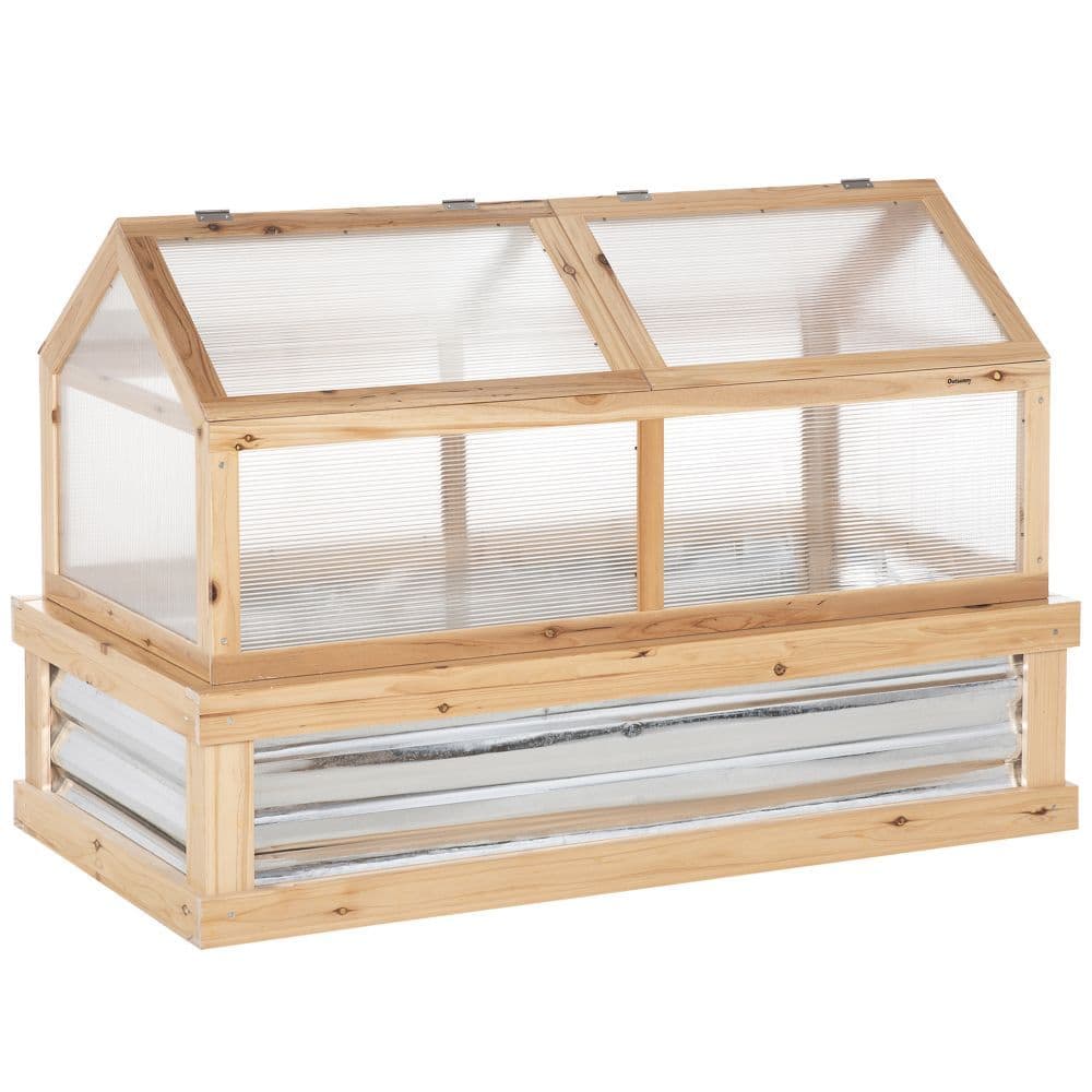 image-Raised Garden Bed with Greenhouse Top, 122x 61 x 81.7cm, Natural Kit