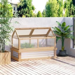 image-Raised Garden Bed with Greenhouse Top, 122x 61 x 81.7cm, Natural Kit