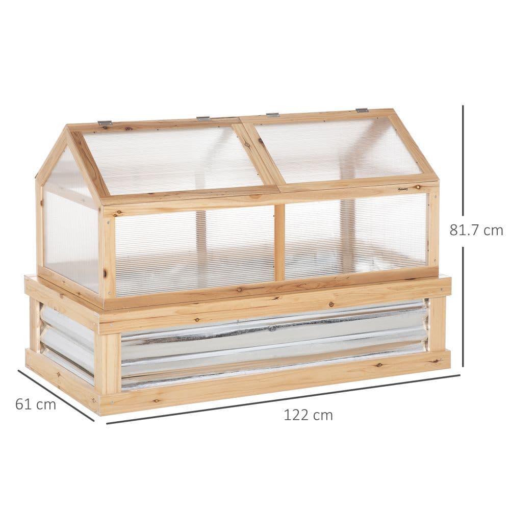 image-Raised Garden Bed with Greenhouse Top, 122x 61 x 81.7cm, Natural Kit