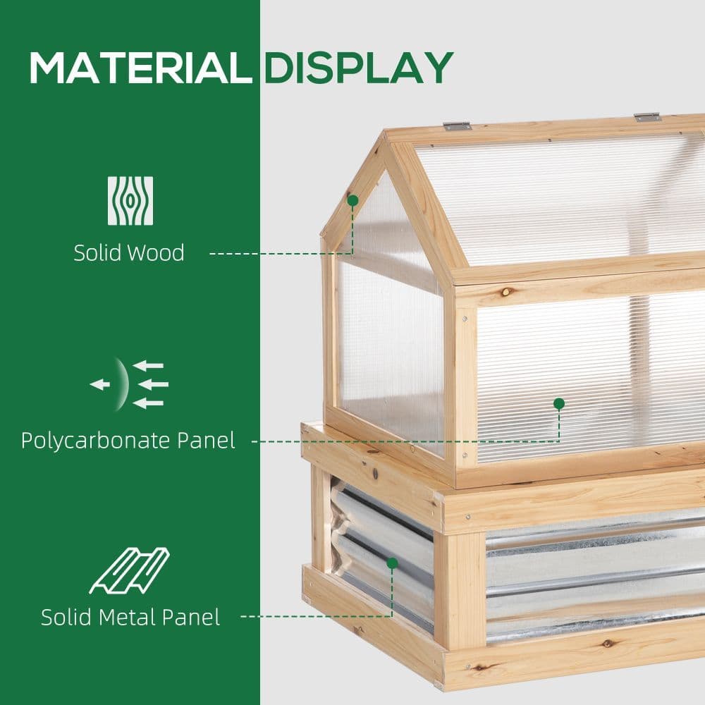 image-Raised Garden Bed with Greenhouse Top, 122x 61 x 81.7cm, Natural Kit