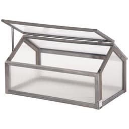 image-Wooden Cold Frame Greenhouse PC 90 x 52 x 50cm, Grey House,