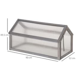 image-Wooden Cold Frame Greenhouse PC 90 x 52 x 50cm, Grey House,