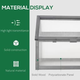 image-Wooden Cold Frame Greenhouse PC 90 x 52 x 50cm, Grey House,