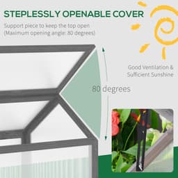 image-Wooden Cold Frame Greenhouse PC 90 x 52 x 50cm, Grey House,