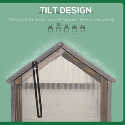image-Wooden Cold Frame Greenhouse PC 90 x 52 x 50cm, Grey House,