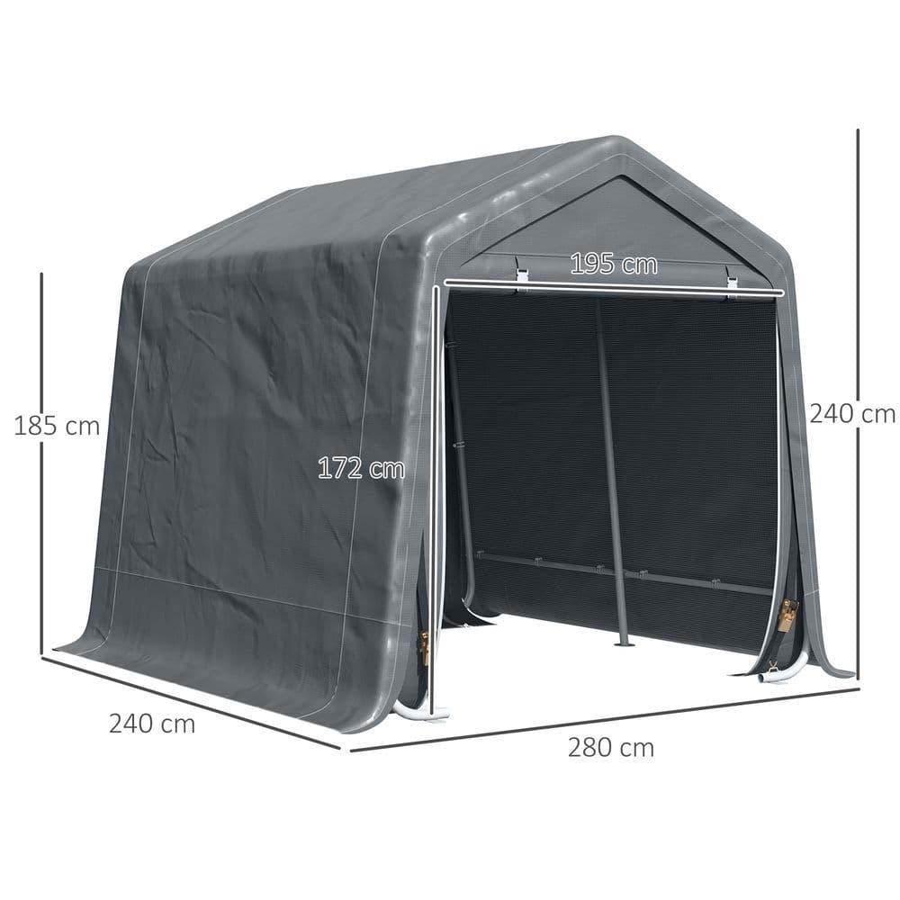 image-Storage Tent, Heavy Duty Metal Frame 2.8x2.4x2.4m, Dark Grey