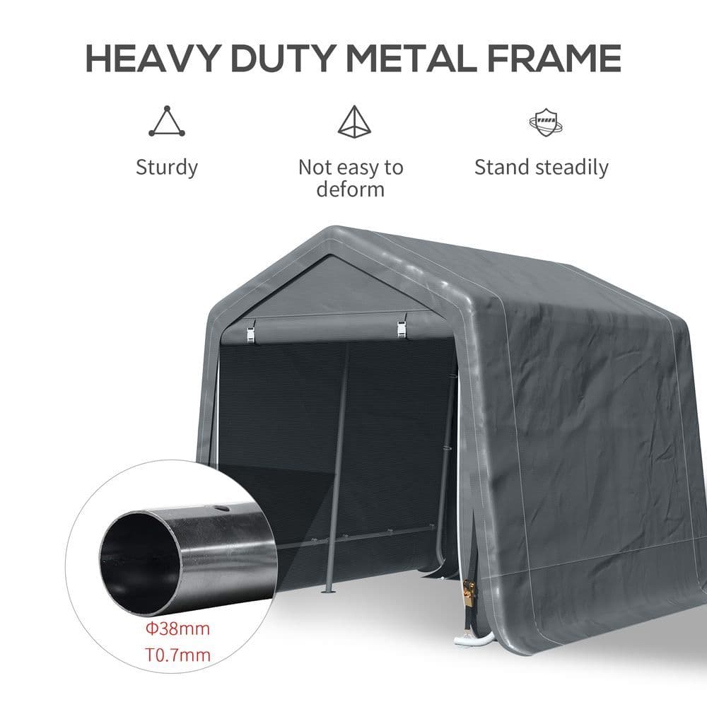 image-Storage Tent, Heavy Duty Metal Frame 2.8x2.4x2.4m, Dark Grey