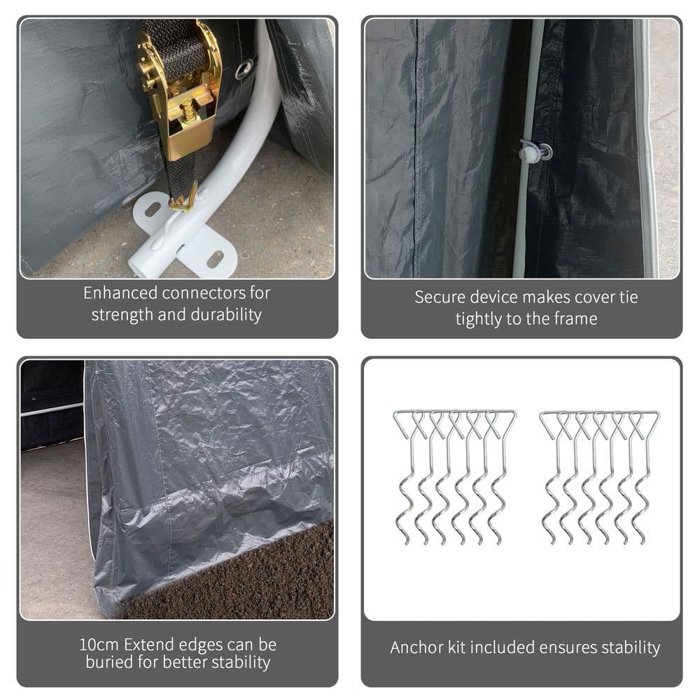 image-Storage Tent, Heavy Duty Metal Frame 2.8x2.4x2.4m, Dark Grey