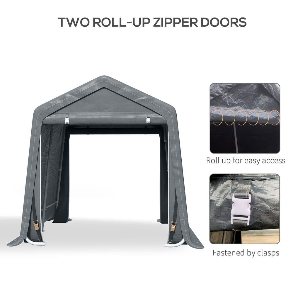 image-Storage Tent, Heavy Duty Metal Frame 2.8x2.4x2.4m, Dark Grey