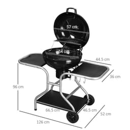 image-Outsunny Garden Charcoal Trolley Barbecue Gril lW/Wheels-Black