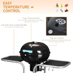image-Outsunny Garden Charcoal Trolley Barbecue Gril lW/Wheels-Black