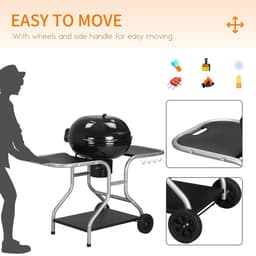 image-Outsunny Garden Charcoal Trolley Barbecue Gril lW/Wheels-Black