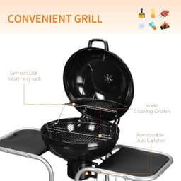 image-Outsunny Garden Charcoal Trolley Barbecue Gril lW/Wheels-Black