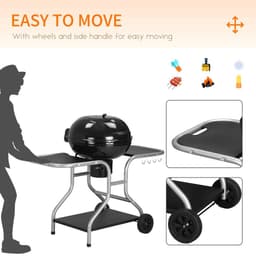image-Outsunny Garden Charcoal Trolley Barbecue Gril lW/Wheels-Black