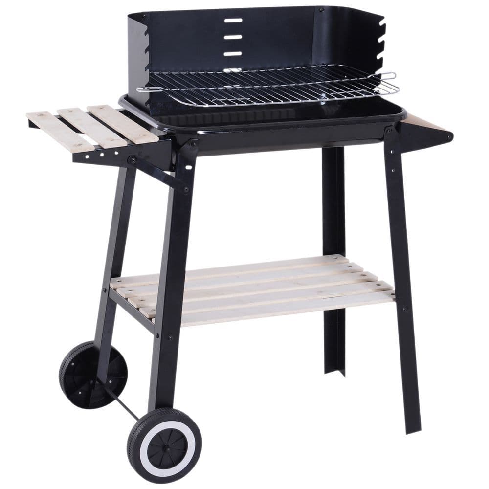 image-Outsunny Charcoal BBQ Grill, 87Lx45Wx83H cm-Black
