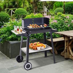 image-Outsunny Charcoal BBQ Grill, 87Lx45Wx83H cm-Black