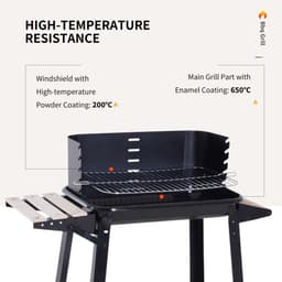 image-Outsunny Charcoal BBQ Grill, 87Lx45Wx83H cm-Black