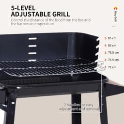 image-Outsunny Charcoal BBQ Grill, 87Lx45Wx83H cm-Black