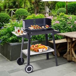 image-Outsunny Charcoal BBQ Grill, 87Lx45Wx83H cm-Black