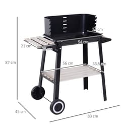 image-Outsunny Charcoal BBQ Grill, 87Lx45Wx83H cm-Black