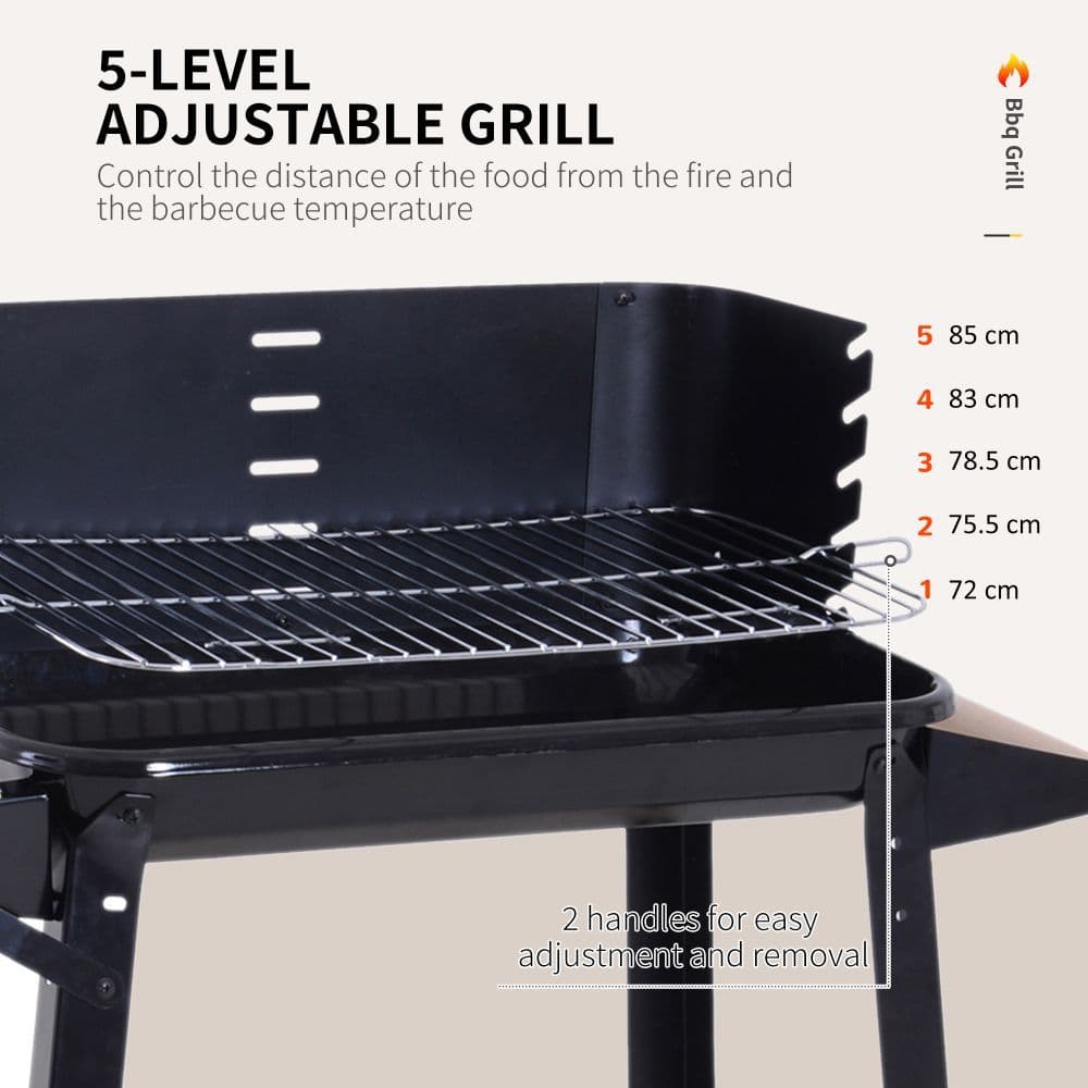 image-Outsunny Charcoal BBQ Grill, 87Lx45Wx83H cm-Black
